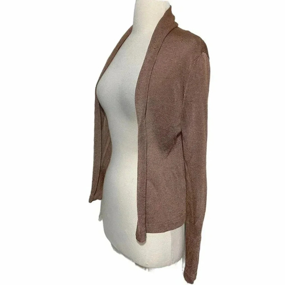 H&M‎ XS brown/bronze metallic open cardigan - Picture 2 of 6